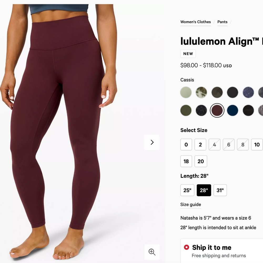 Lululemon Align Leggings 28 inches